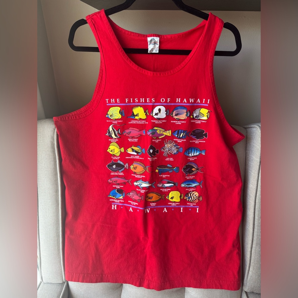 The fishes of Hawaii graphic tank Sz XL